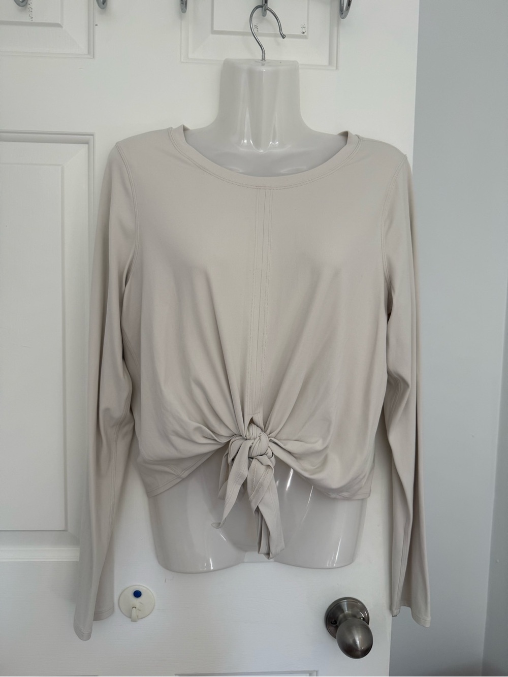 Lululemon Time To Restore Nulu Beige Long Sleeve Tie-Front Top